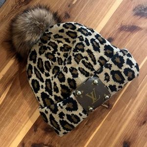 LV Upcycled Leopard Hat